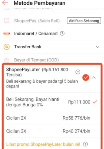 Cara kredit hp di shopee lewat indomaret