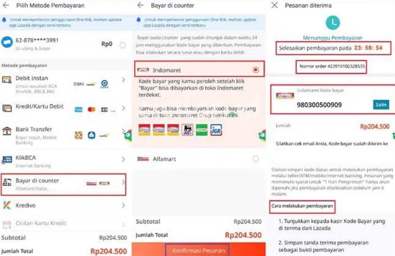 Cara kredit di lazada lewat indomaret