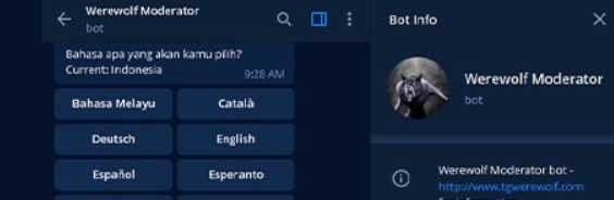 cara ganti bahasa werewolf telegram